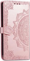 Bloem mandala roze goud agenda book case hoesje Nokia 5.4