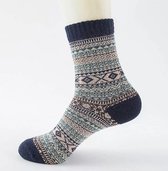 ''OP=OP'' Warme Blauwe sokken dames - 3 paar - Warme sokken heren - Kerstsokken dames - Kerstsokken heren - maat 39-42 - Huissokken - Wollen sokken - Vintage - Noorse sokken - Comf