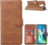 Motorola Moto G9 Play & E7 Plus - Bookcase Lichtbruin - portemonee hoesje