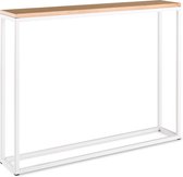 Sidetable eikenhout - wit onderstel - 100 x 20 cm