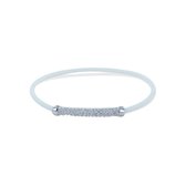 Silventi 910481811 Zilveren Armband - Rekarmband - Dames - Wit - Silicone - Rechthoek - Zirkonia - 20 cm - Rhodium - Zilver