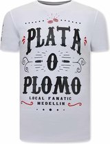 Narcos Plata O Plomo T-shirt Heren - Wit