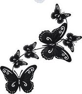 Muurdecoratie 6 vlinders metaal 30x65cm zwart