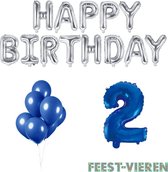 2 jaar Verjaardag Versiering Ballon Pakket Blauw & Zilver