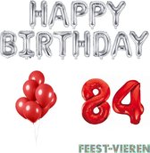 84 jaar Verjaardag Versiering Ballon Pakket Rood & Zilver