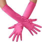 dressforfun - Lange satijnen handschoenen pink - verkleedkleding kostuum halloween verkleden feestkleding carnavalskleding carnaval feestkledij partykleding - 303654