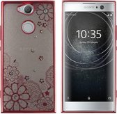 Hoesje CoolSkin Bumper Clear - Telefoonhoesje Sony XA2 Flower - Rosé Goud
