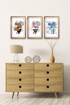 Hout Poster Vlinder en Vogel