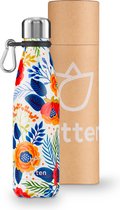 Vatten® Premium RVS Thermosfles - Flowers - 500ml - Gratis Carrier - Isoleerfles