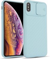 GSMNed – iPhone XS Max Blauw  – hoogwaardig siliconen Case Blauw – iPhone XS Max Blauw – hoesje voor iPhone Blauw – shockproof – camera bescherming