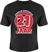 Verjaardag - T-shirt - 21 jaar - In cadeauverpakking met gekleurd lint