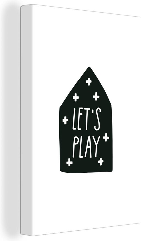 Canvas Schilderijen - Kinderillustratie van de quote Let's play - Wanddecoratie