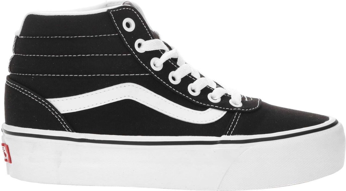 Vans Ward Hi Platform Dames Sneakers (Canvas) Black/True White - Schoenen.nl