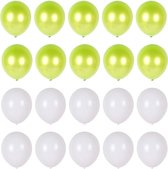 Ballonnen set groen wit 20 stuks - groene en witte ballonnenset - latex ballon - verjaardag versiering