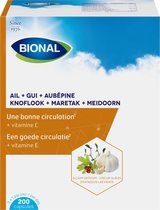 BIONAL Knoflook + Maretak + Meidoorn – Circulatie en afweersysteem –Voedingssupplement met vitamine E - 80 capsules