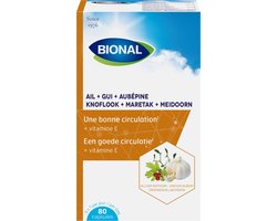 BIONAL Knoflook + Maretak + Meidoorn – Circulatie en afweersysteem –Voedingssupplement met vitamine E - 80 capsules