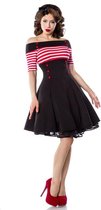 Belsira Flare jurk -3XL- Vintage Zwart/Rood