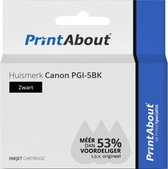 PrintAbout huismerk Inktcartridge PGI-5BK Zwart geschikt voor Canon