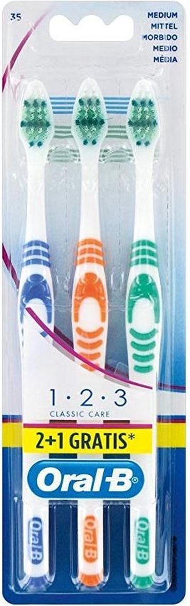 Oral-B tandenborstel 1-2-3 Multipak 3 x 3 stuks - Voordeelverpakking