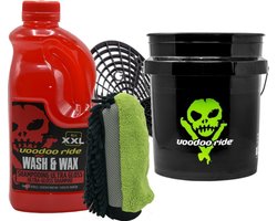 VooDoo Ride XL complete was set compleet met 2Ltr Wash & Wax shampoo, WashMitt , een grote 5 gall 19 Ltr emmer, GritGuard Grit TWV € 56,50,-
