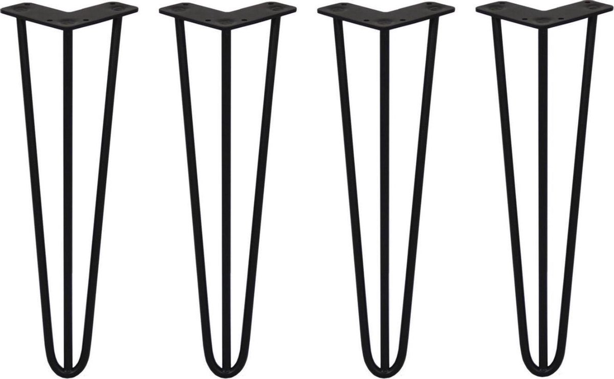 Hairpin poten - Staal - Zwart - 42cm - Set van 4. Bestel nu
