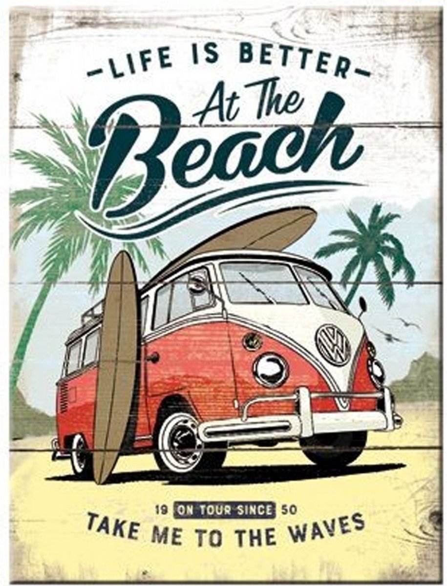 Volkswagen Bulli Life Is Better At The Beach Magneet