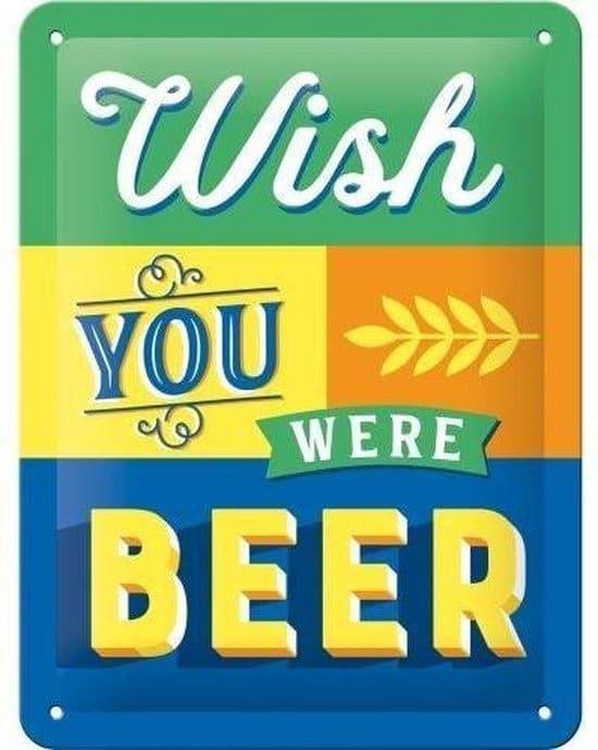 Wandbord - Wish You Were Beer - 15x20 cm