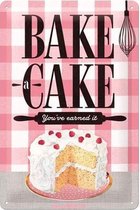 Bake a Cake Metalen wandbord in reliëf 20x30 cm.