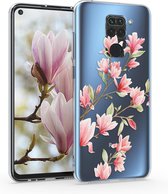 kwmobile telefoonhoesje voor Xiaomi Redmi Note 9 - Hoesje voor smartphone in poederroze / wit / transparant - Magnolia design