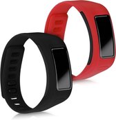 kwmobile horlogeband voor Garmin Vivofit - 2x siliconen bandje in rood / zwart - Voor fitnesstracker