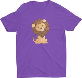 Pixeline Leeuw #Purple 130-140 10 jaar - Kinderen - Baby - Kids - Peuter - Babykleding - Kinderkleding - Leeuw - T shirt kids - Kindershirts - Pixeline - Peuterkleding