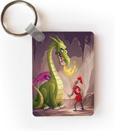Sleutelhanger - Kinderillustratie van een ridder en een draak - Uitdeelcadeautjes - Plastic