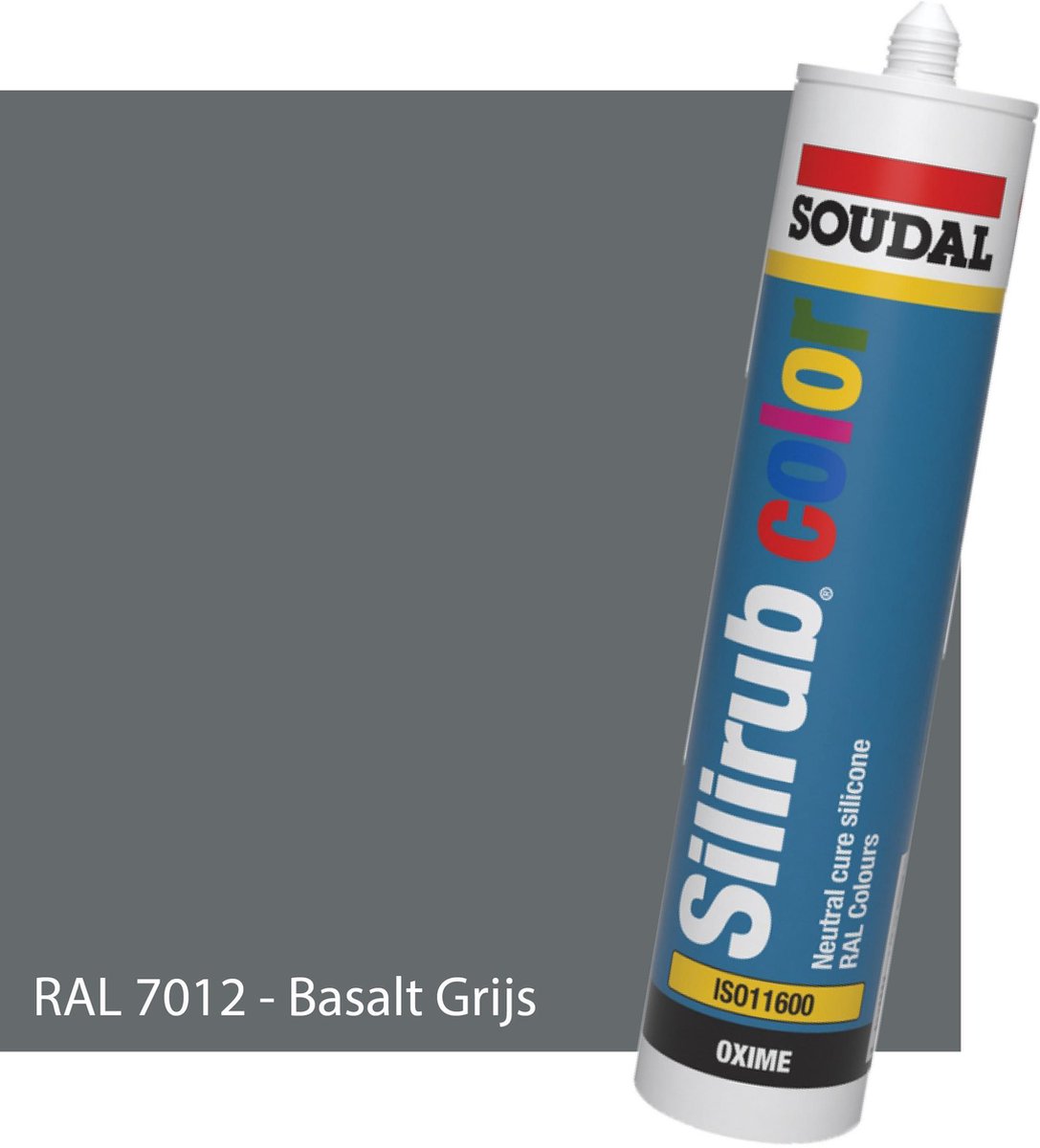 Siliconen Kit Sanitair - Soudal - Keuken - Voor binnen & buiten - RAL 7012 Basalt Grijs - 300ml koker