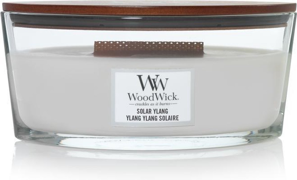 WoodWick Heartwick Flame Ellipse Geurkaars - Solar Ylang - 50 branduren Wit