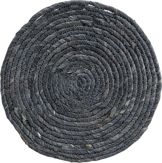 Clayre & Eef Placemat Riet Ø 30 cm Blauw, Grijs, Zwart Zeegras Rond