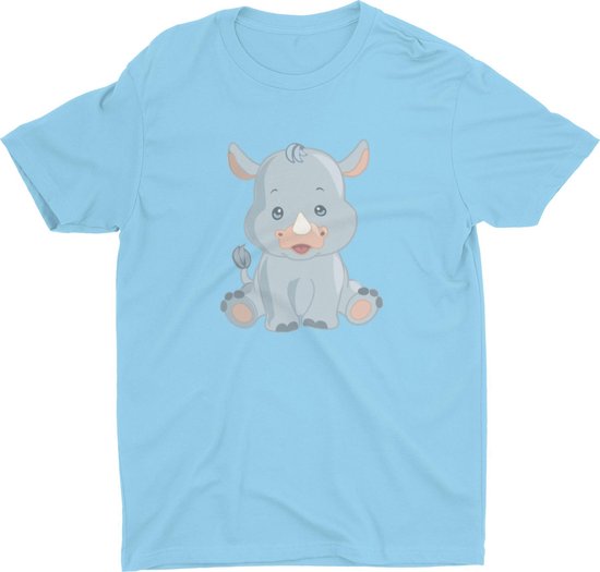 Pixeline Rhino #Blue 118-128 t/m 8 jaar - Kinderen - Baby - Kids - Peuter - Babykleding - Kinderkleding - Rhino - T shirt kids - Kindershirts - Pixeline - Peuterkleding