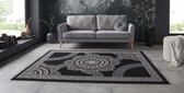 Vloerkleed retro bloem - zwart 120x160 cm