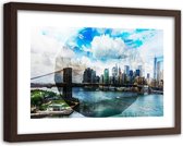 Foto in frame , Brug in New York ,120x80cm , Multikleur , wanddecoratie