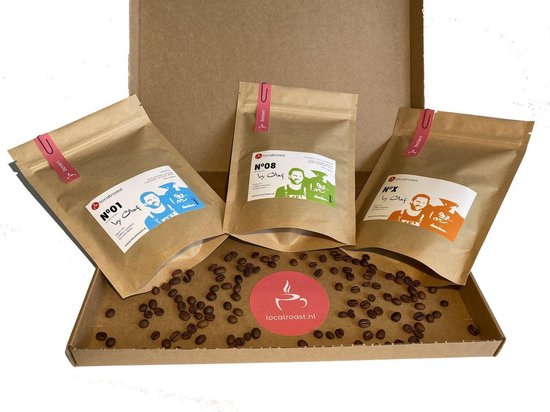 Localroast Koffie Proefpakket Bonen |Vers gebrand | Top selectie | 3 x 200g | Cadeaupakket Localroast Koffie Proefpakket Bonen |Vers gebrand | Top selectie | 3 x 200g | Cadeaupakket