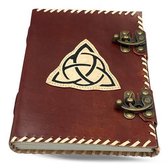 Vintage Leren Dagboek Triquetra met dubbel schuifslot