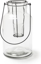 Vaas met hanger 'Vasco' h30 d17 cm - Transparant/Helder/Doorzichtig glas - Metaal