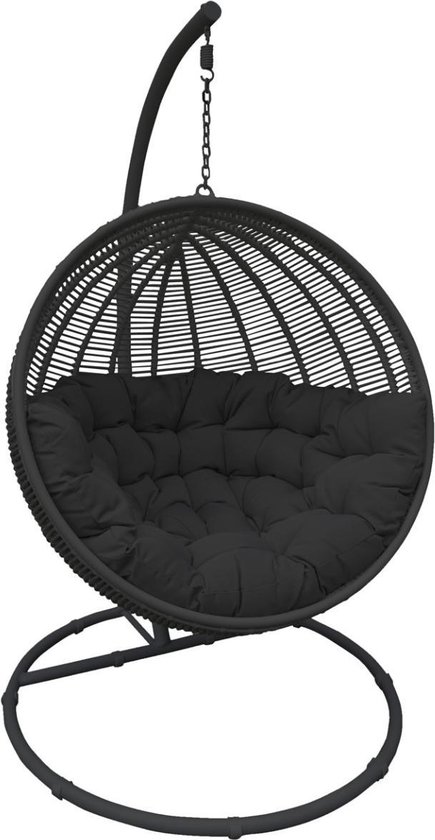 24Designs Hangstoel Cocoon Deluxe 1-Persoons Egg Chair - Zwart | bol.com