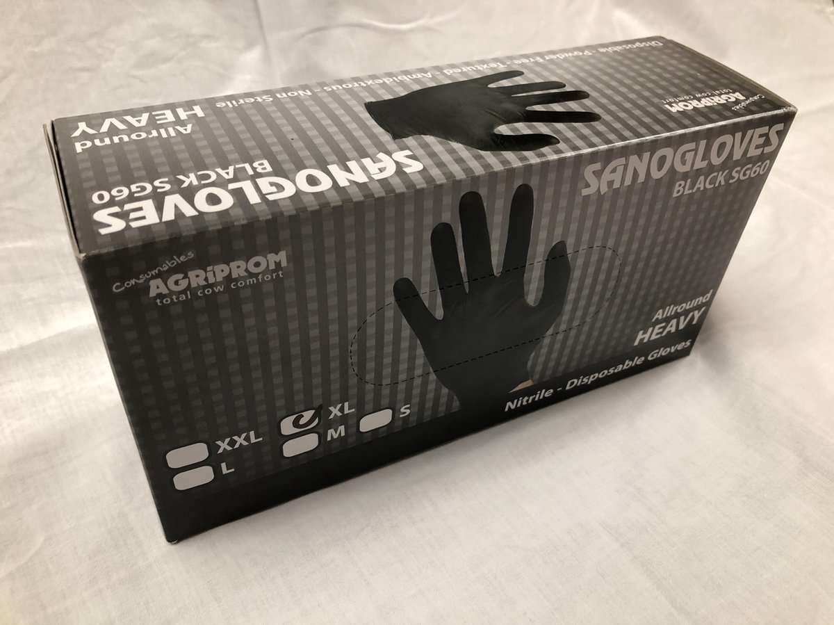 Goedkoopste Sanogloves 100 stuks Large | Handschoenen | Nitrile handschoenen | Dikte 6mil