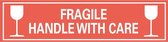 Fragile, handle with care sticker 200 x 50 mm, oranje/wit
