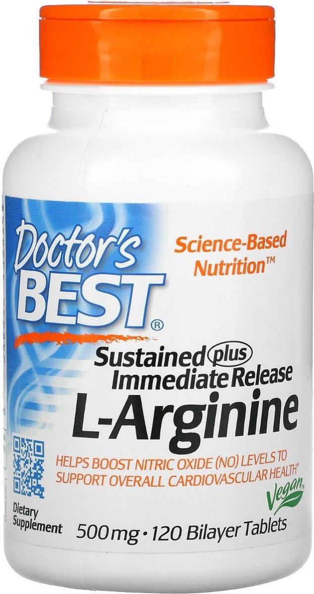 Doctor's Best L-Arginine - Sustained + Immediate Release, 500mg - 120 tabs