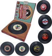 Retro Rockabilly LP Vinyl Onderzetters - 6 stuks - oDaani