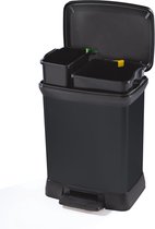 Curver Duo Decobin Pedaalemmer Prullenbak - 10l + 18l - Duo pedaalemmer - Duo prullenbak - afvalscheiding prullenbak - Zwart