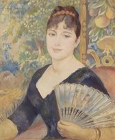 Kunst: Vrouw met waaier door Pierre-Auguste Renoir. Schilderij op canvas, formaat is  60x100 CM