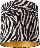 QAZQA cilinder velours - Klassieke Lampenkap - Ø 40 cm - Zebra print -