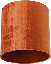 QAZQA transparant-cilinder-velours - Klassieke Lampenkap - Ø 25 cm - Oranje -